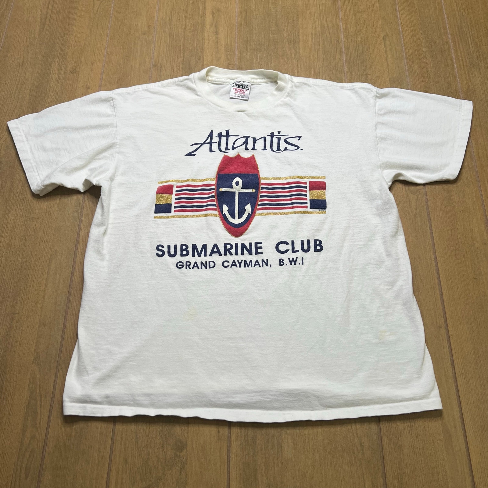 Vintage Atlantis Submarine Club Grand Cayman, B.W.I. Graphic T-Shirt Sz Xl